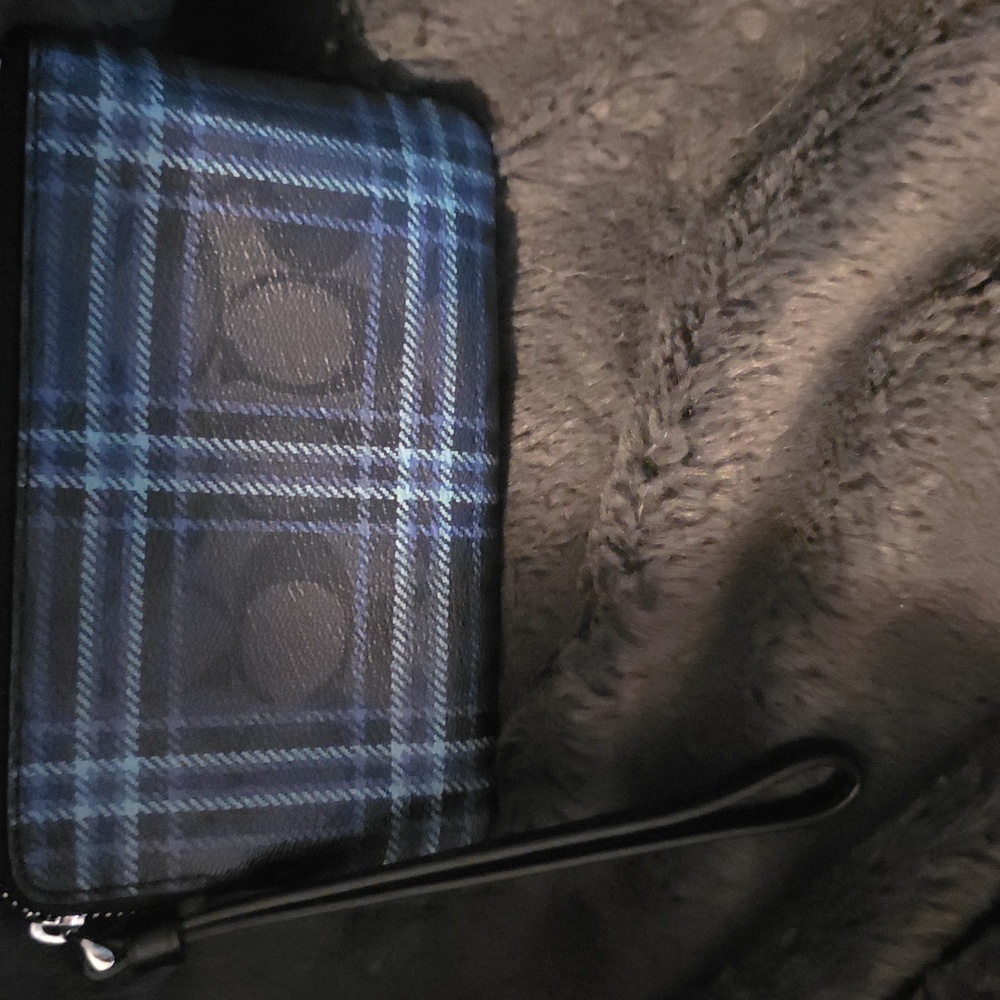 NWOT Coach Blue Plaid Wristlet - Picture 2 of 2